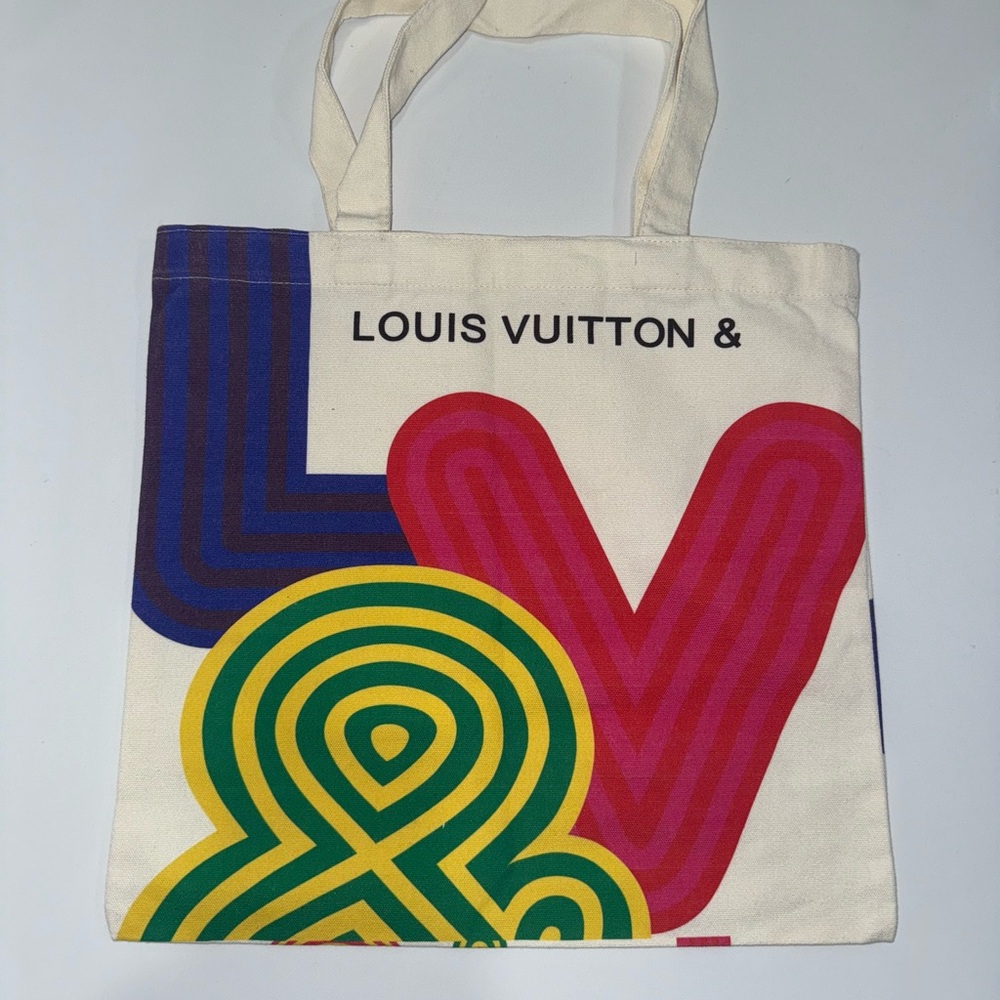 Louis Vuitton Cream Tote with Bold Accents